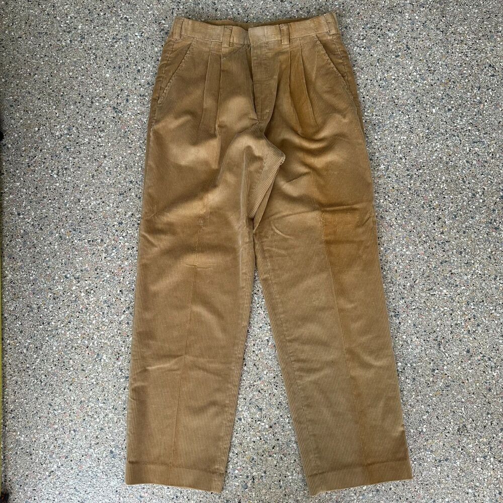 Points West Vintage Corduroy Khaki Color Pleated Adult 32x30